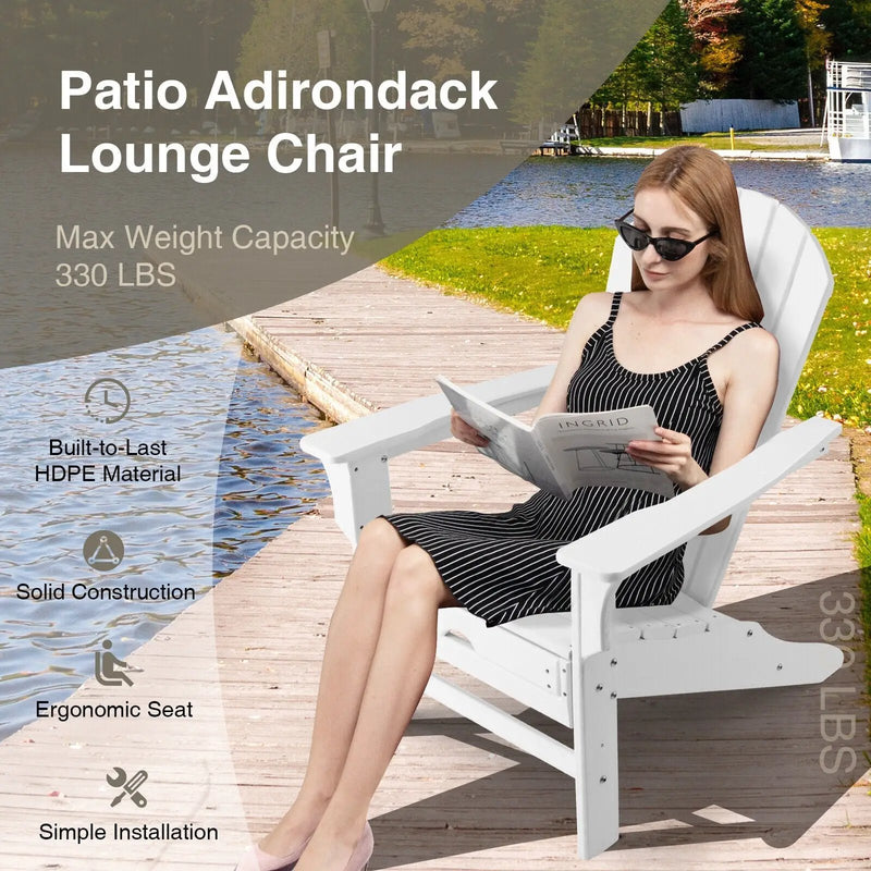 Patio HDPE Adirondack Chair with Retractable Ottoman by DirectDeals