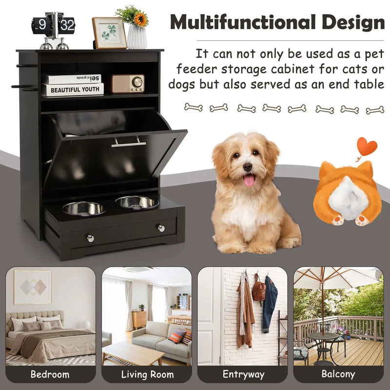 Pet Feeder Station with Stainless Steel Bowl by DirectDeals