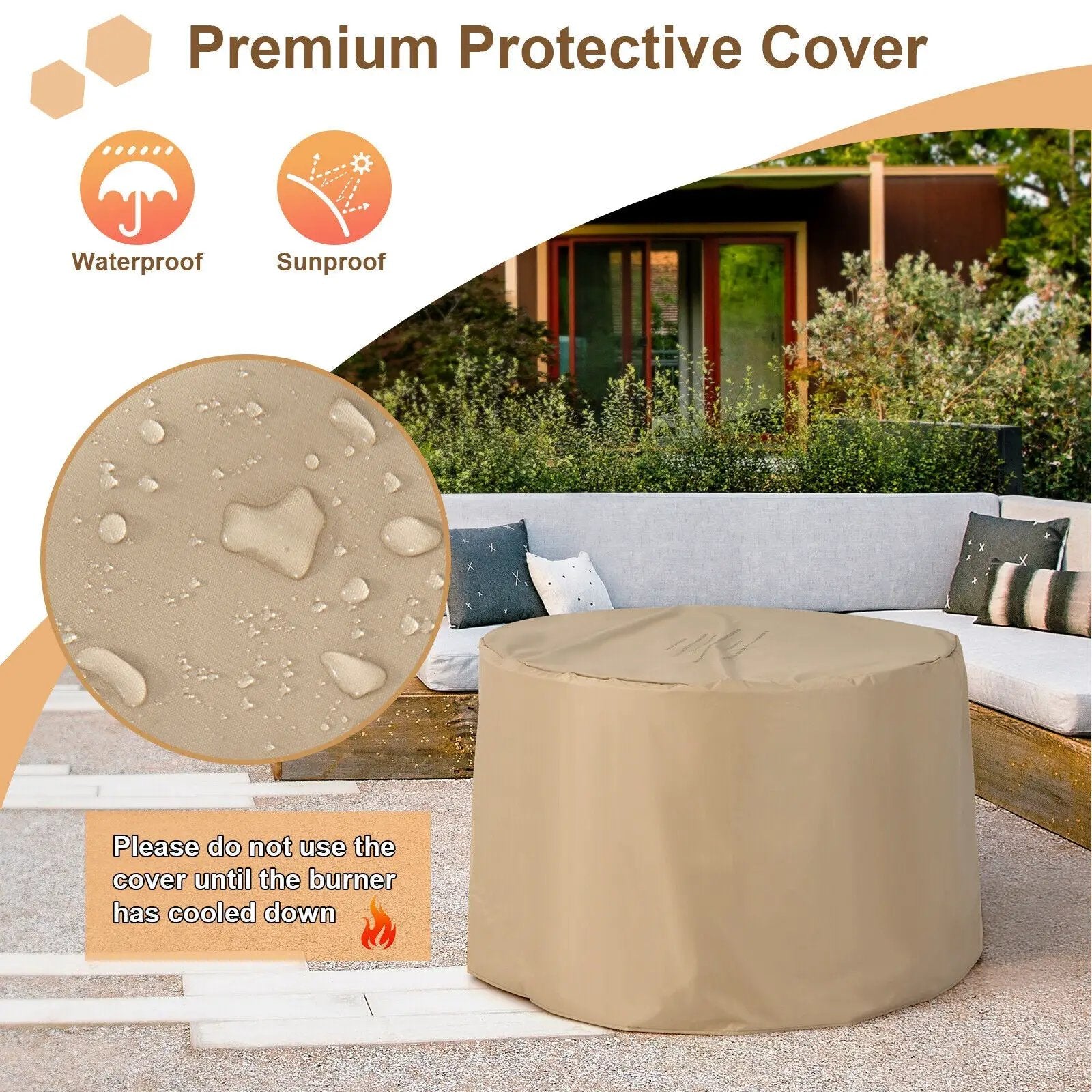 36 Inch Propane Gas Fire Pit Table with Lava Rock and PVC cover-Gray by DirectDeals