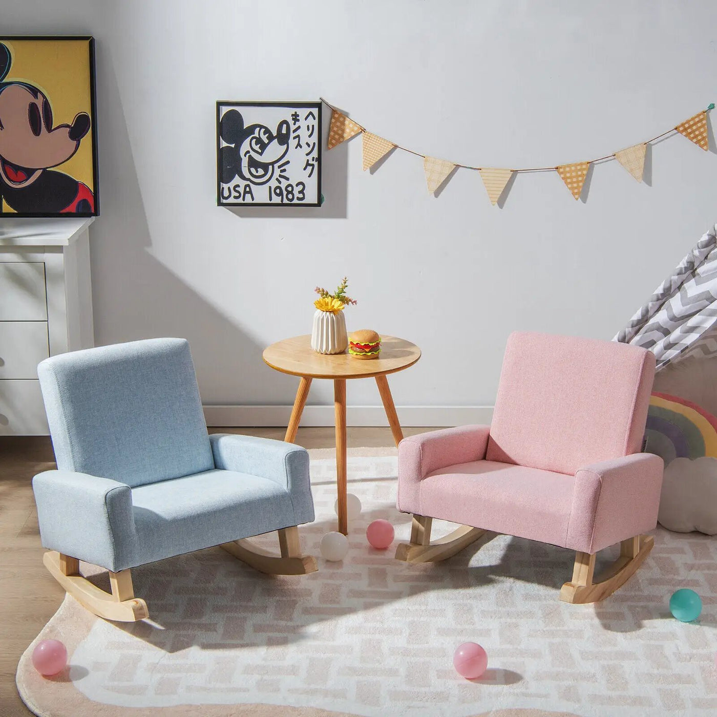 Kids Rocking Chair with Solid Wood Legs by DirectDeals