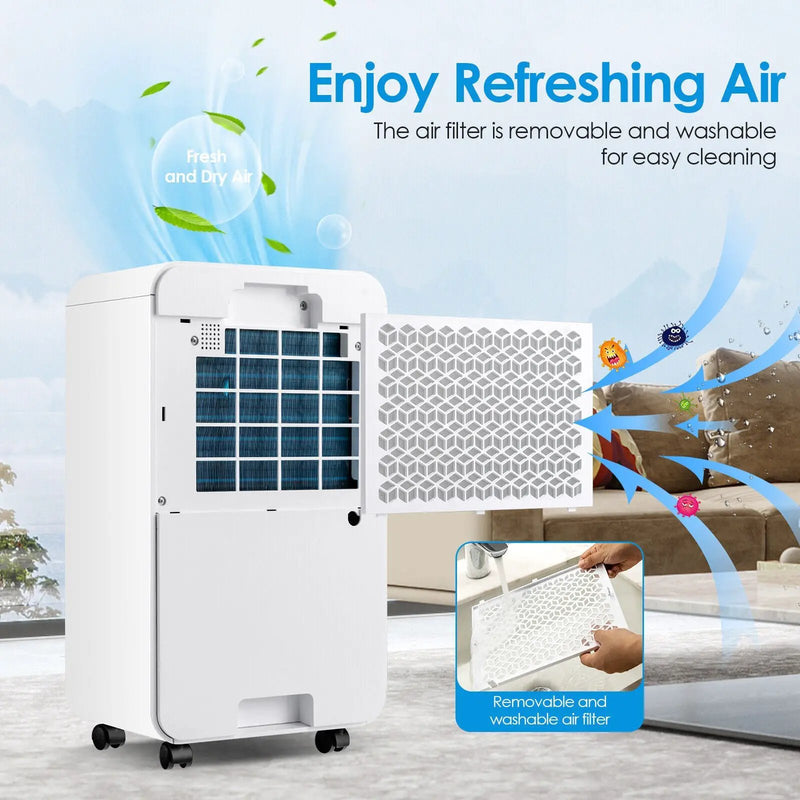 32 Pints 2000 Sq. Ft Dehumidifier for Home and Basements with 3-Color Digital Display-White by DirectDeals