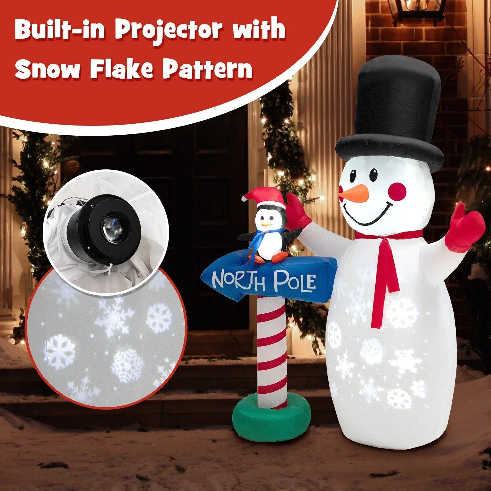 6 Feet Inflatable Christmas Decoration with Built-in Snowflake Projector by DirectDeals