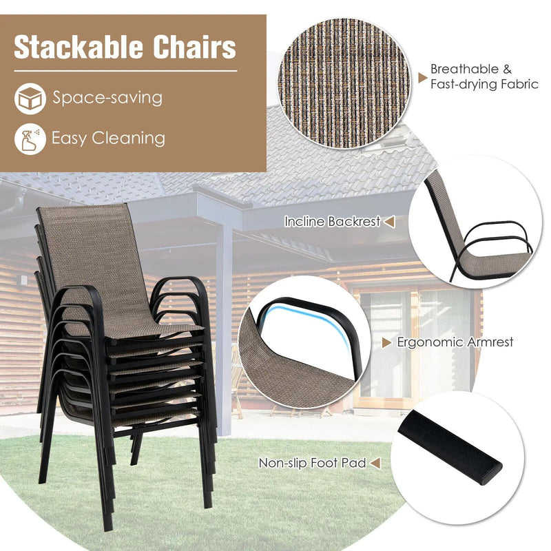 7-Piece Patio Dining Set with 6 Stackable Chairs by DirectDeals