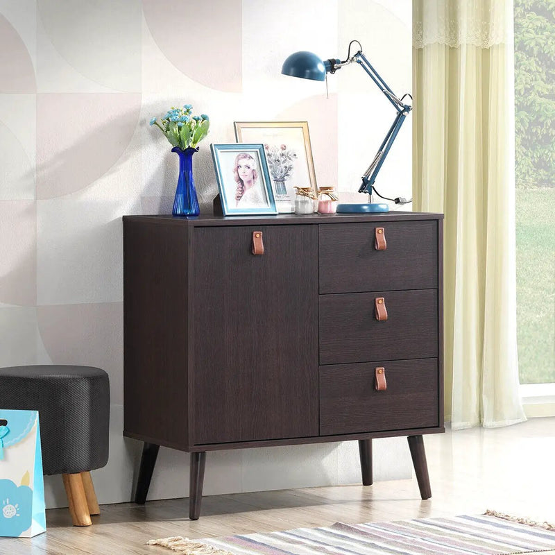 3-drawer Sideboard Storage Display Cabinet-Brown by DirectDeals