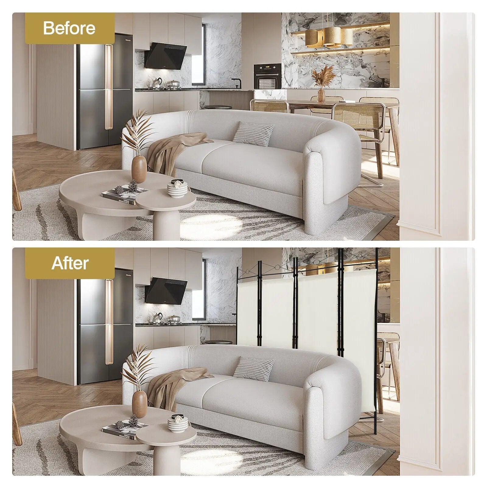 6 Feet 4-Panel Folding Freestanding Room Divider by DirectDeals