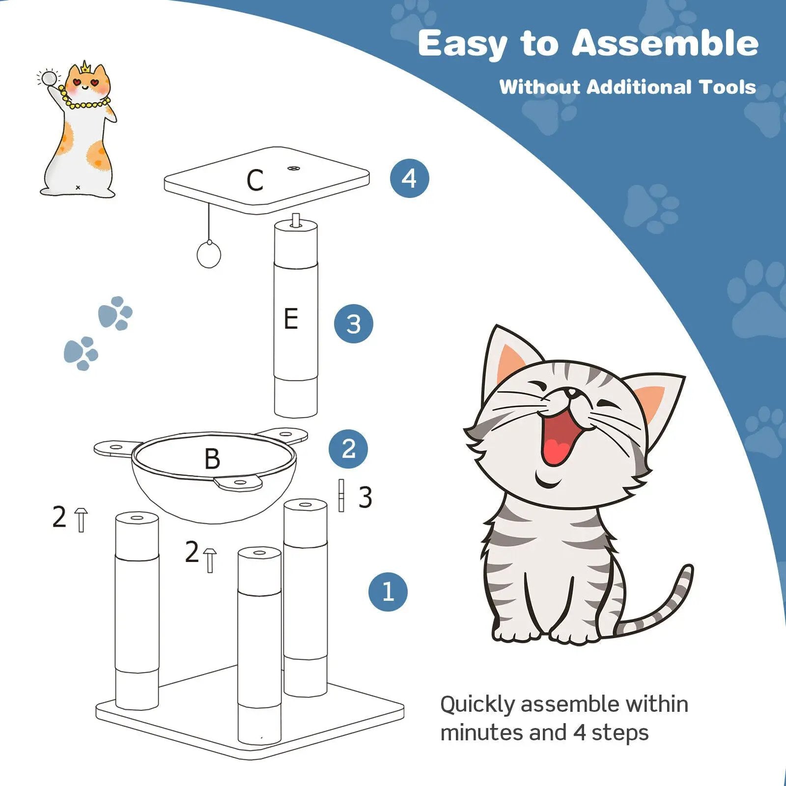Multi-level Cat Tree with Scratching Posts and Cat Hammock by DirectDeals