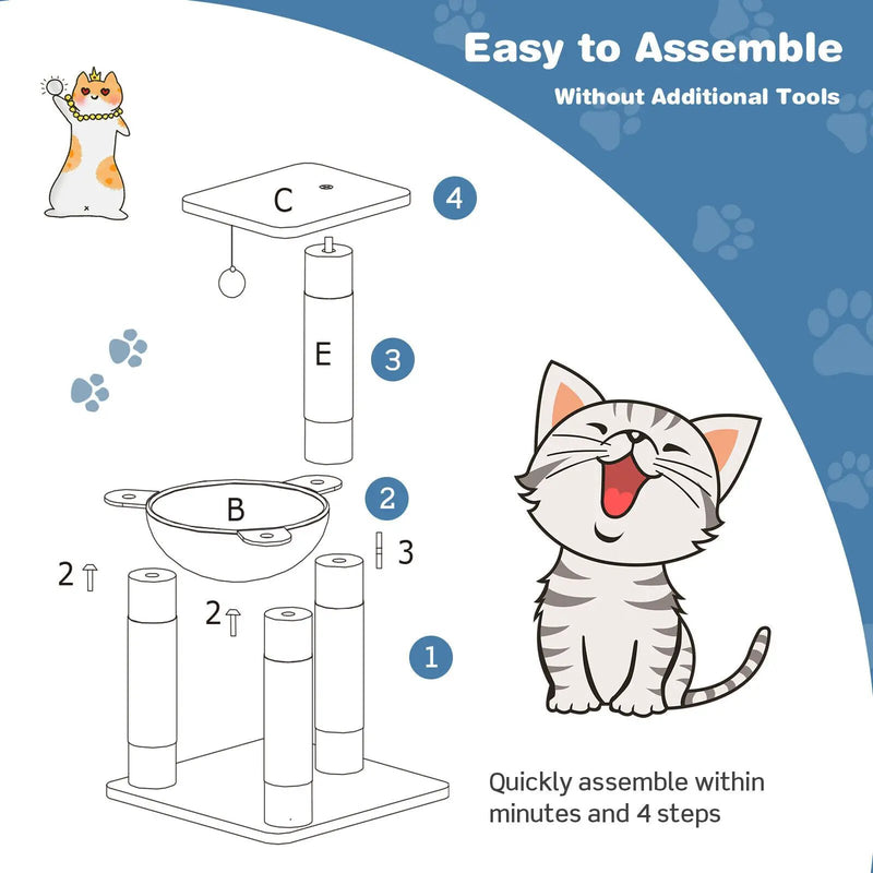 Multi-level Cat Tree with Scratching Posts and Cat Hammock by DirectDeals
