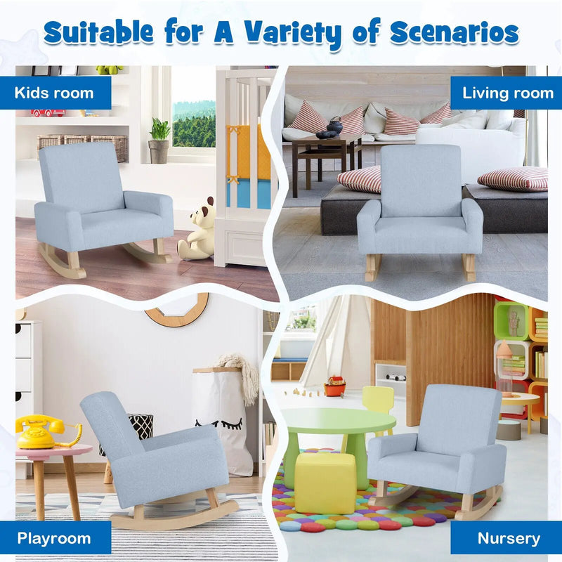 Kids Rocking Chair with Solid Wood Legs by DirectDeals