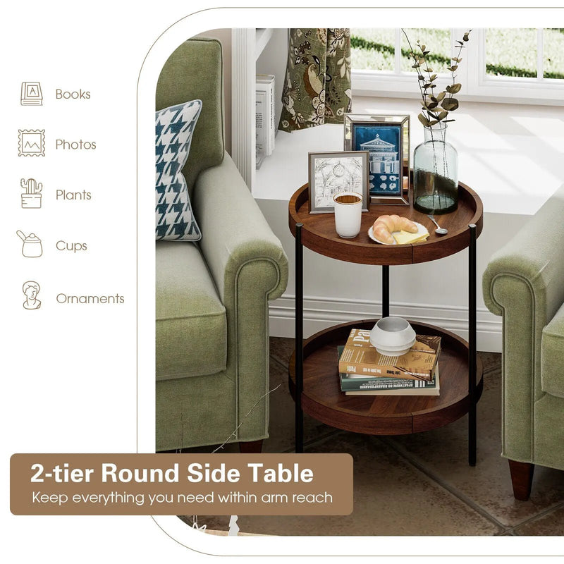 2-Tier Retro End Table with Bottom Shelf by DirectDeals