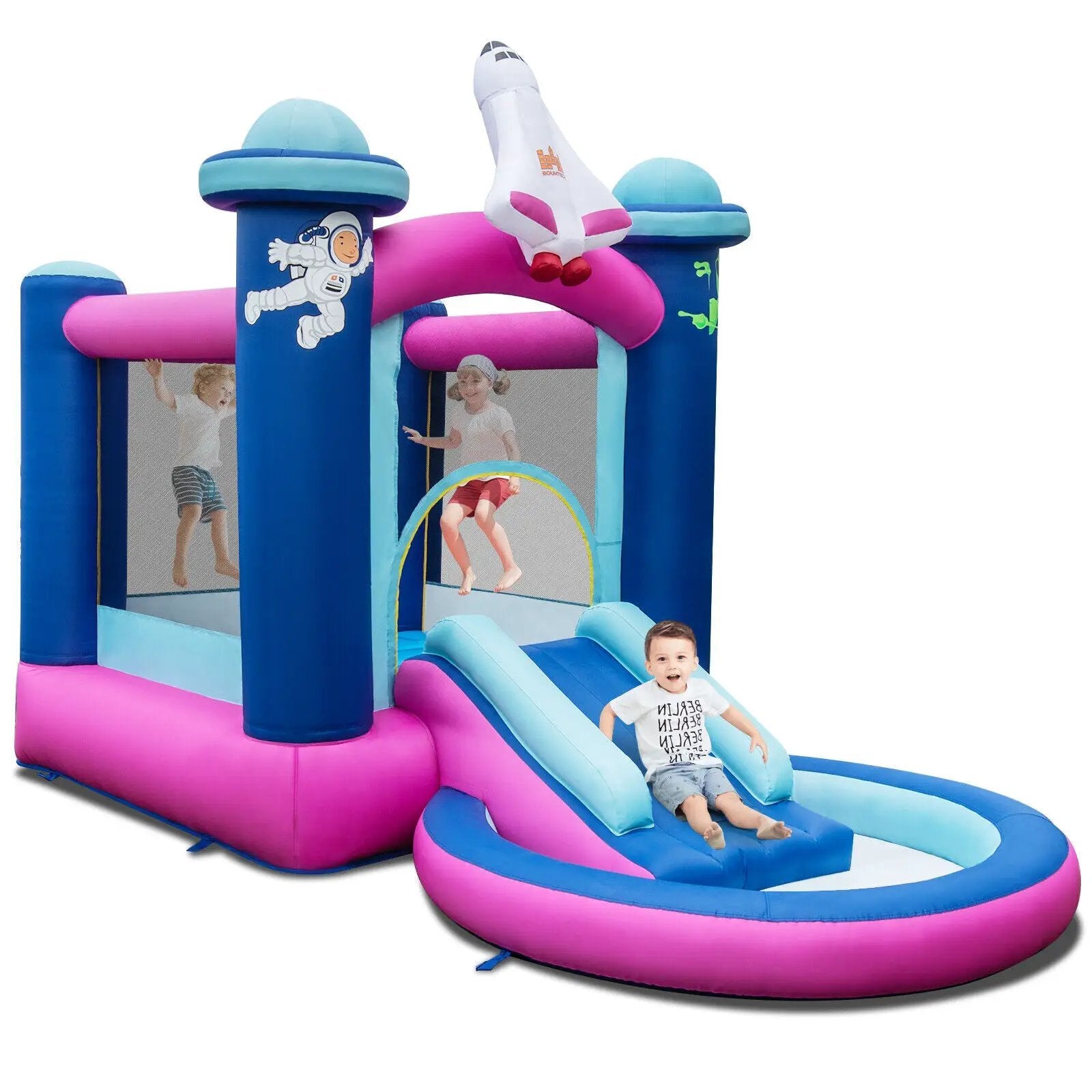 3-in-1 Inflatable Space-themed Bounce House with 480W Blower by DirectDeals