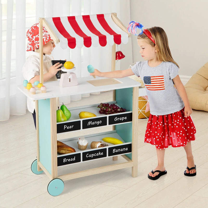 Kids Wooden Ice Cream Cart with Chalkboard and Storage by DirectDeals