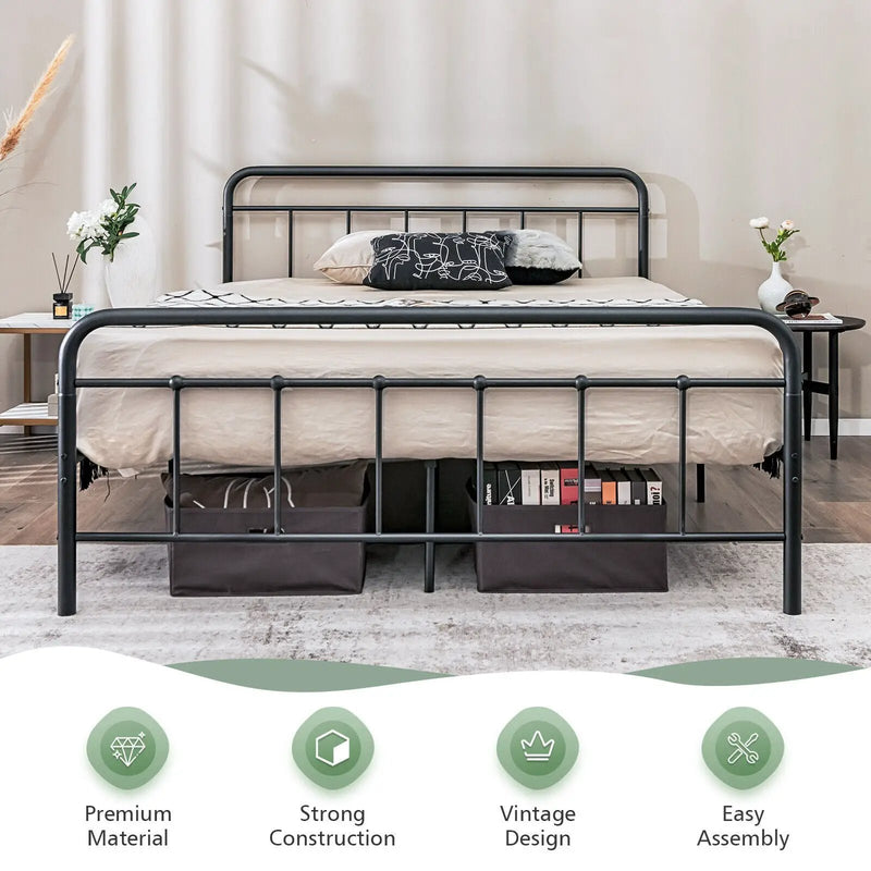 Heavy Duty Metal Platform Bed Frame with Headboard by DirectDeals