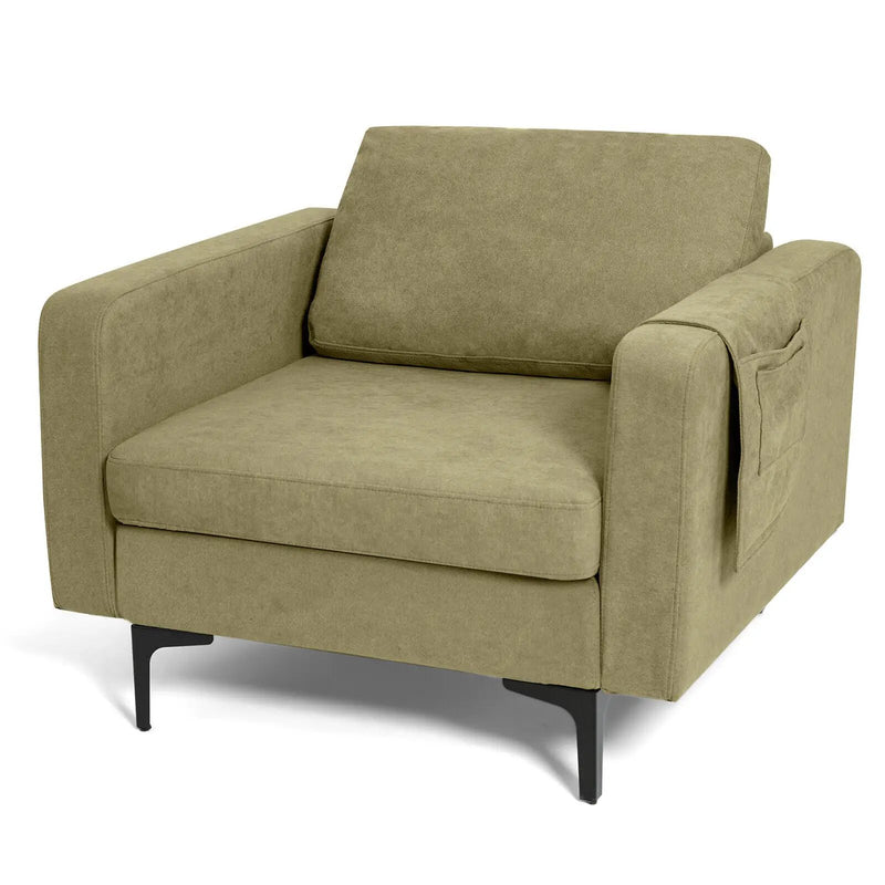 Modern Accent Armchair with Side Storage Pocket by DirectDeals