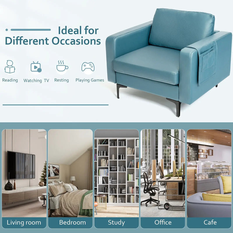 Modern Accent Armchair with Side Storage Pocket by DirectDeals
