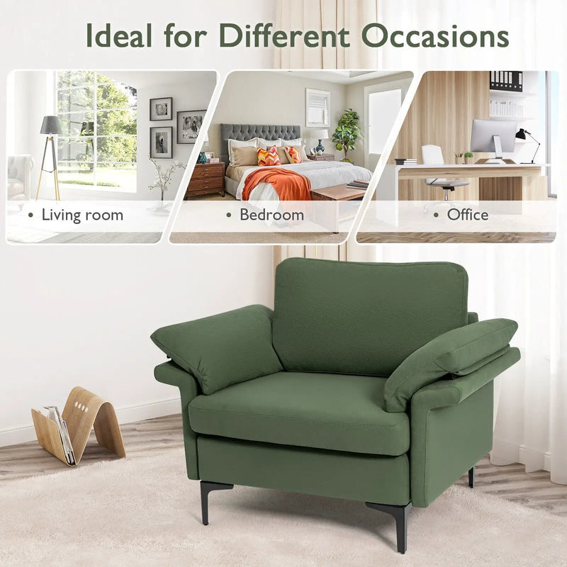 Modern Fabric Accent Armchair with Original Distributed Spring and Armrest Cushions by DirectDeals