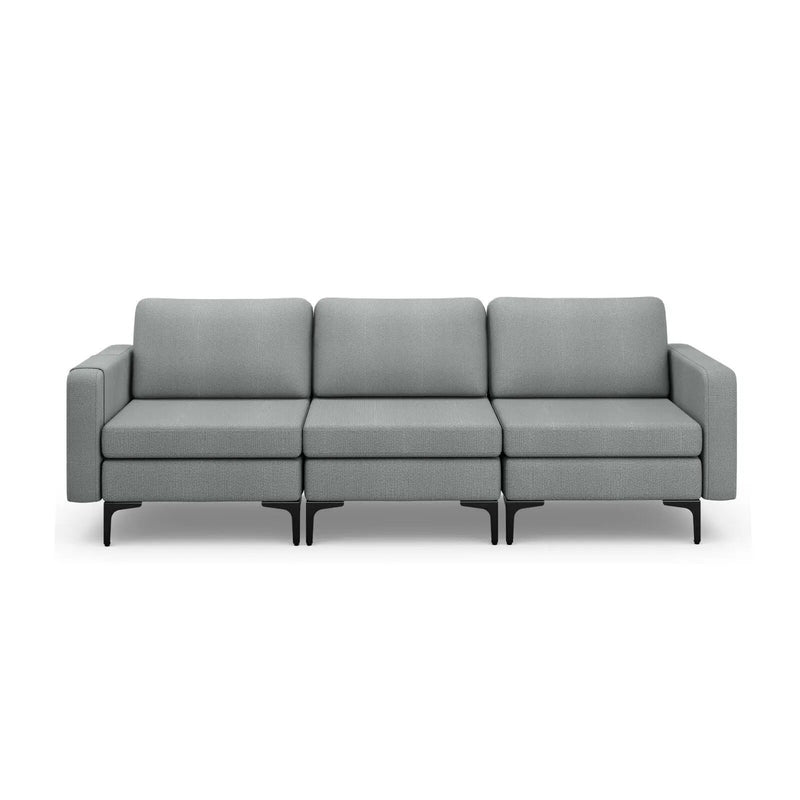 3-Seat Sectional Sofa Couch with Armrest Magazine Pocket and Metal Leg by DirectDeals