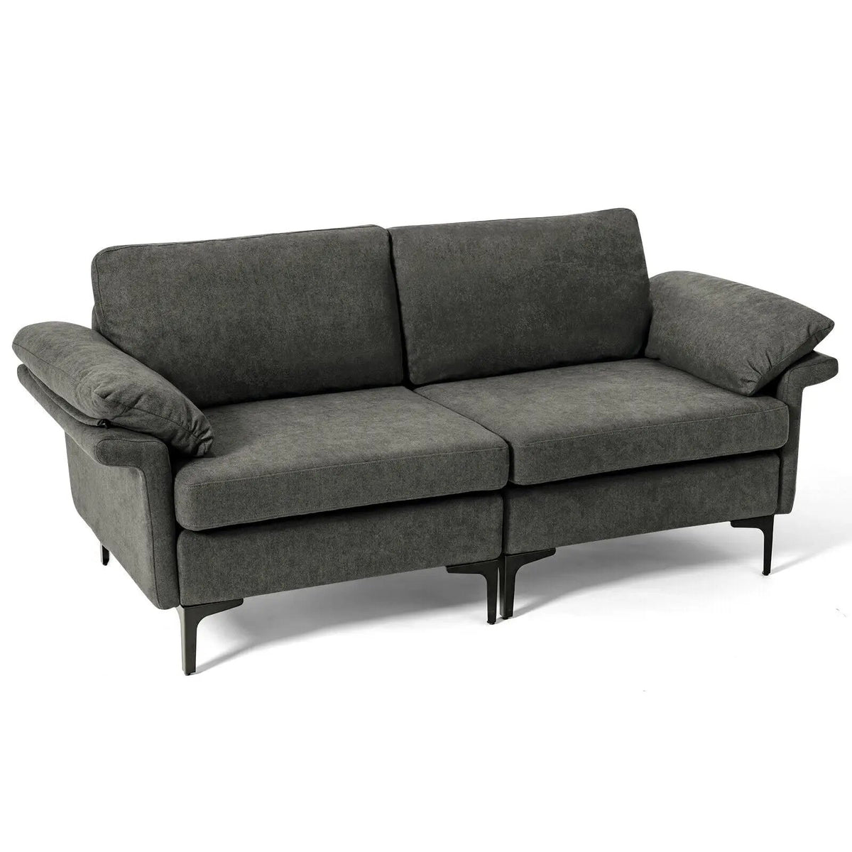 Modern Fabric Loveseat Sofa for with Metal Legs and Armrest Pillows by DirectDeals