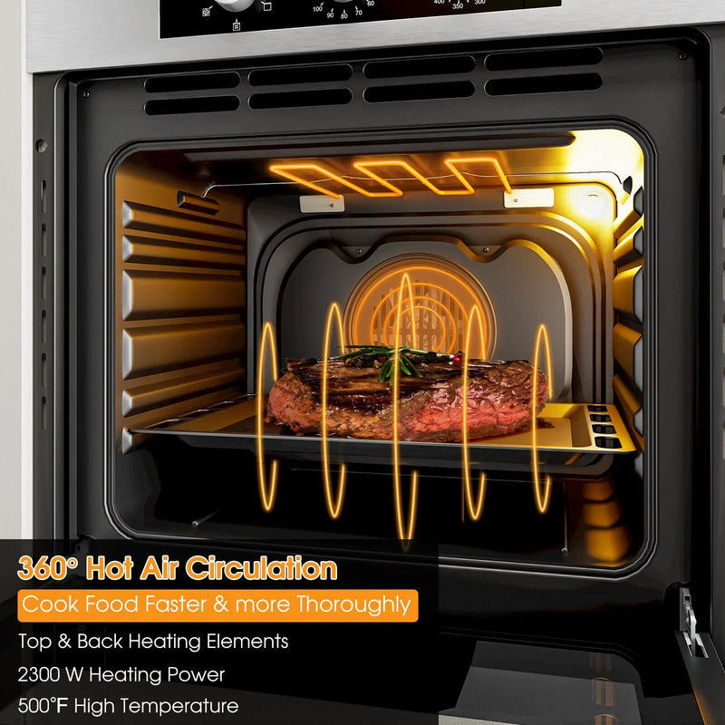 24 Inch Single Wall Oven 2.47Cu.ft with 5 Cooking Modes-Silver by DirectDeals