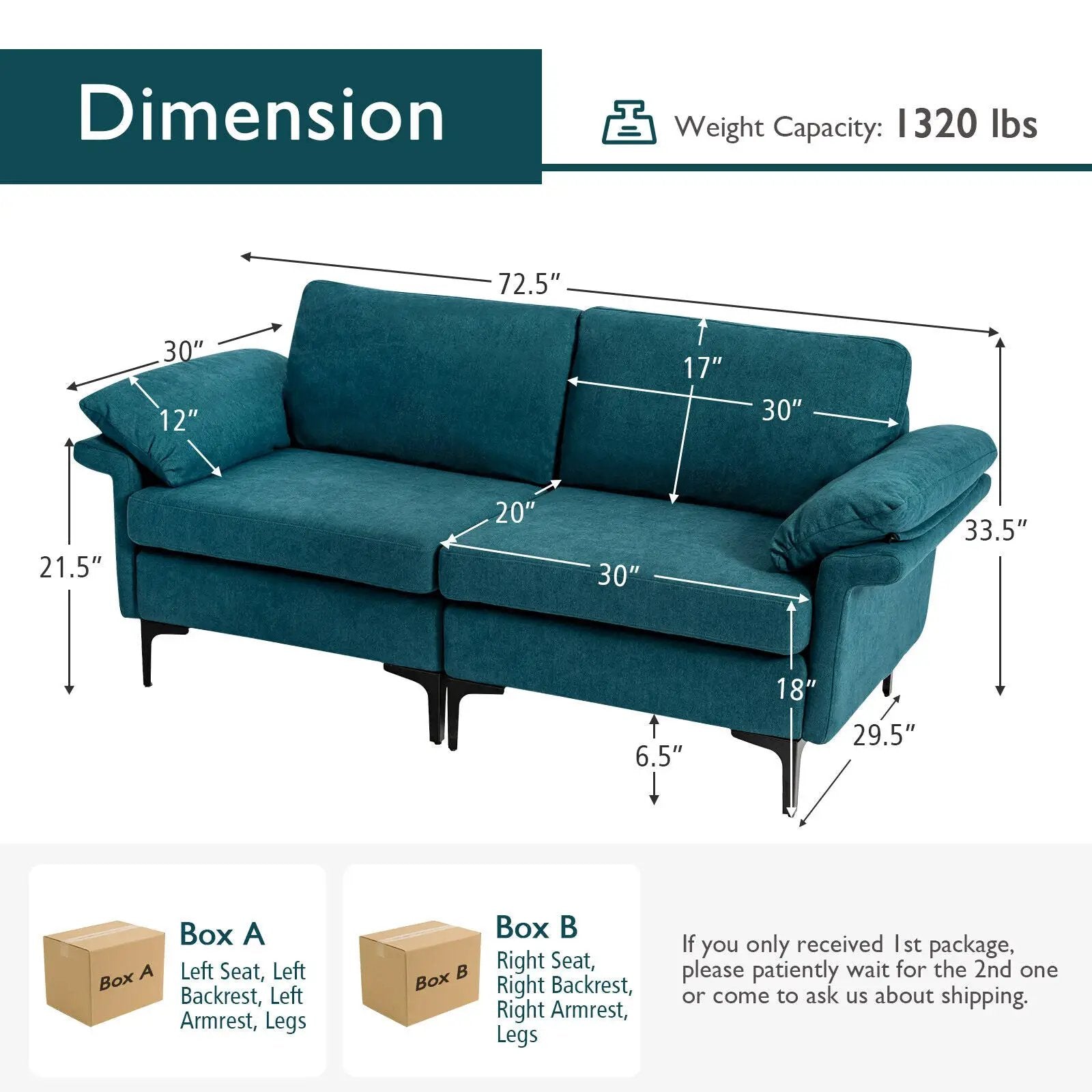 Modern Fabric Loveseat Sofa for with Metal Legs and Armrest Pillows by DirectDeals