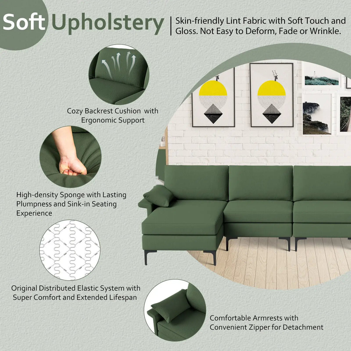 Extra Large L-shaped Sectional Sofa with Reversible Chaise and 2 USB Ports for 4-5 People by DirectDeals