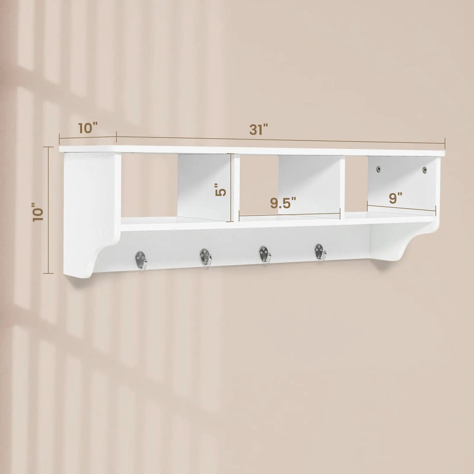 Wall Mount Cubby Organizer Hooks Entryway Storage Shelf by DirectDeals