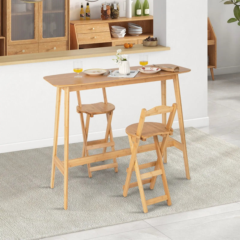 48 Inch Bamboo Bar Table High Top Console Dining Pub Table-Natural by DirectDeals