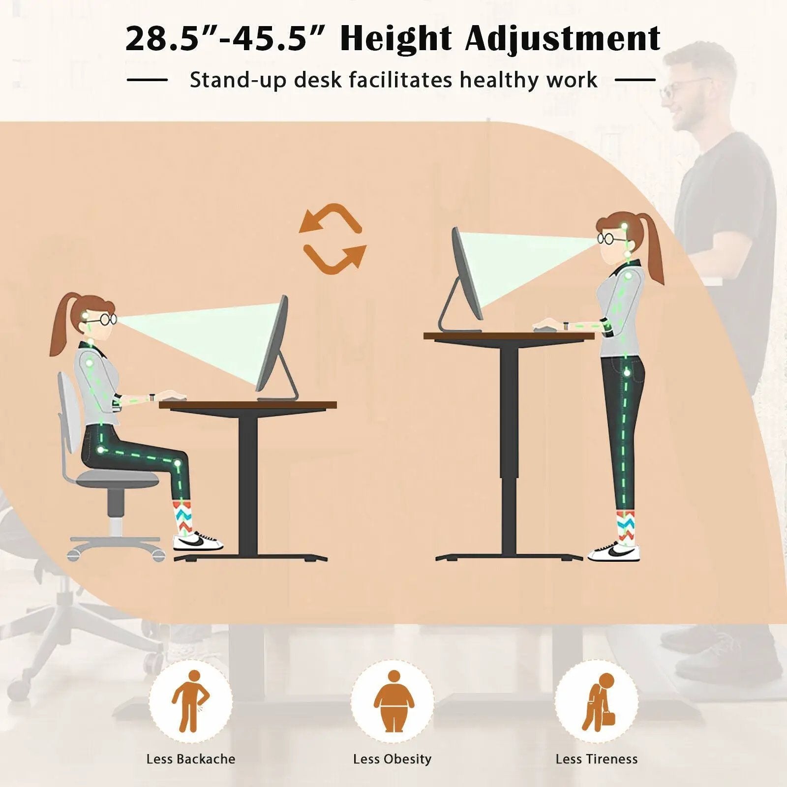 L-shaped Electric Standing Desk with 4 Memory Positions and LCD Display by DirectDeals
