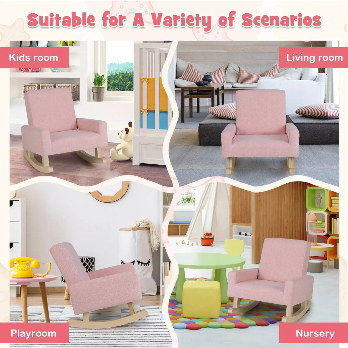 Kids Rocking Chair with Solid Wood Legs by DirectDeals