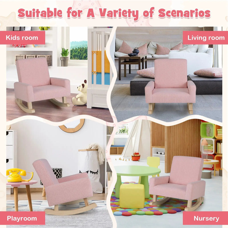 Kids Rocking Chair with Solid Wood Legs by DirectDeals