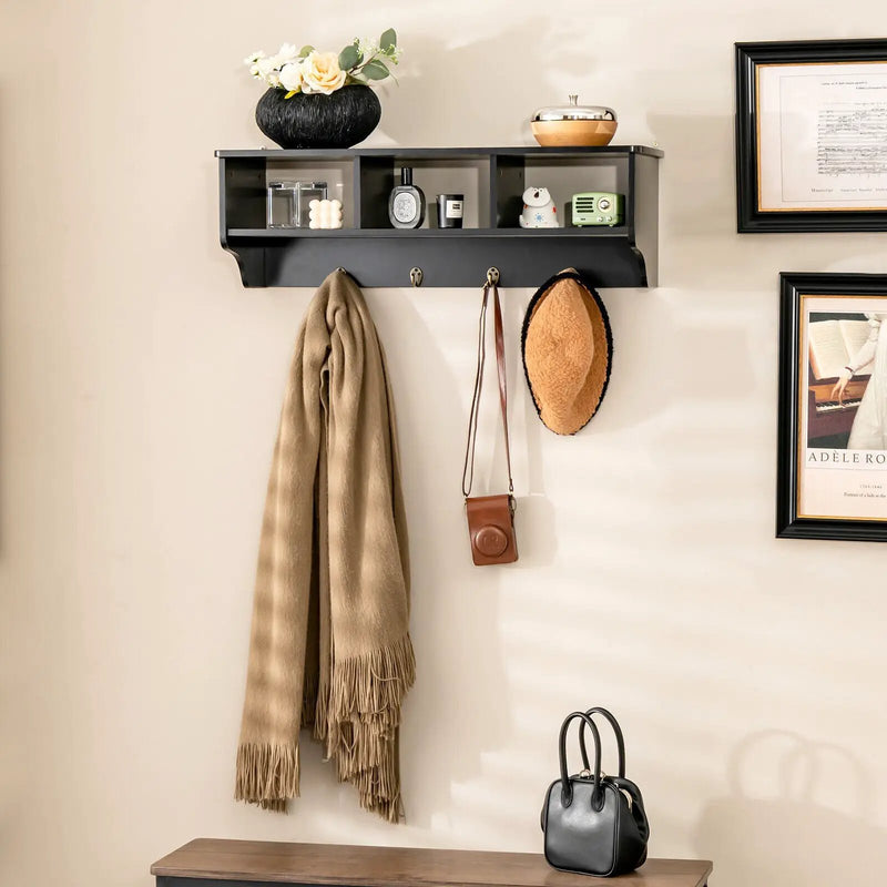 Wall Mount Cubby Organizer Hooks Entryway Storage Shelf by DirectDeals