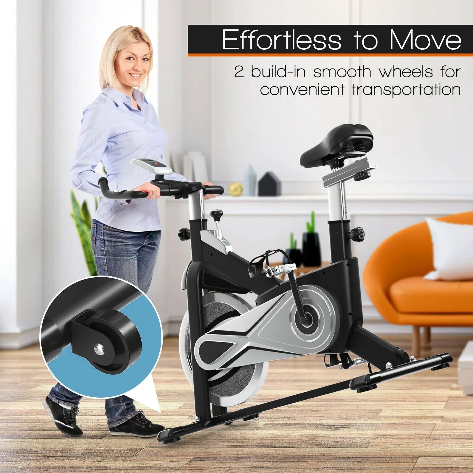 Exercise Bike Stationary Cycling Bike with 40 Lbs Flywheel by DirectDeals