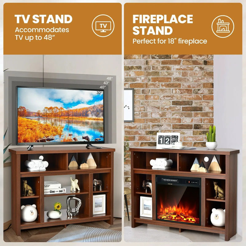 Modern Corner TV Stand with Adjustable Shelves for TVs up to 48 Inch by DirectDeals
