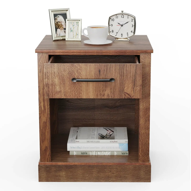 Compact Nightstand with Drawer and Shelf by DirectDeals