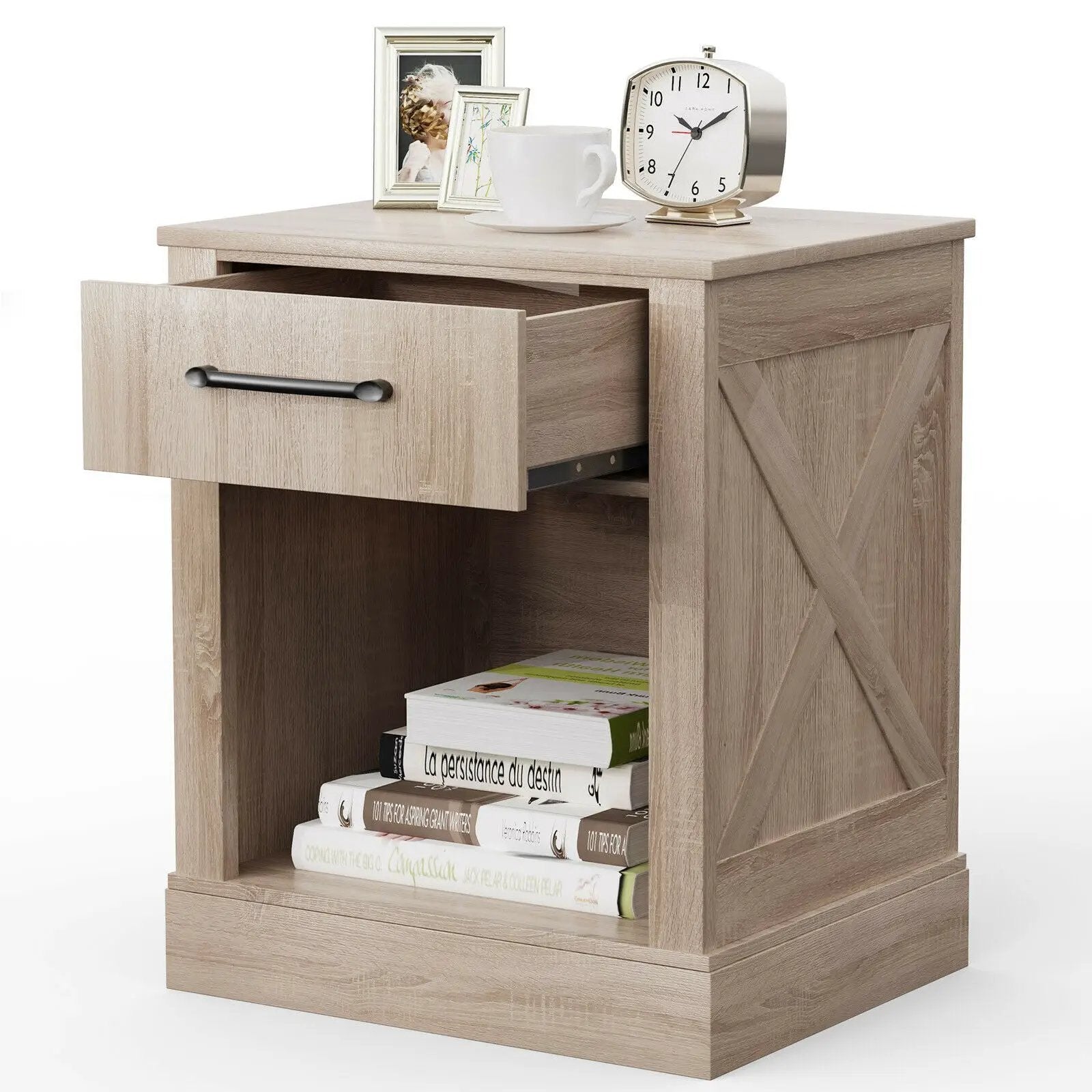 Compact Nightstand with Drawer and Shelf by DirectDeals