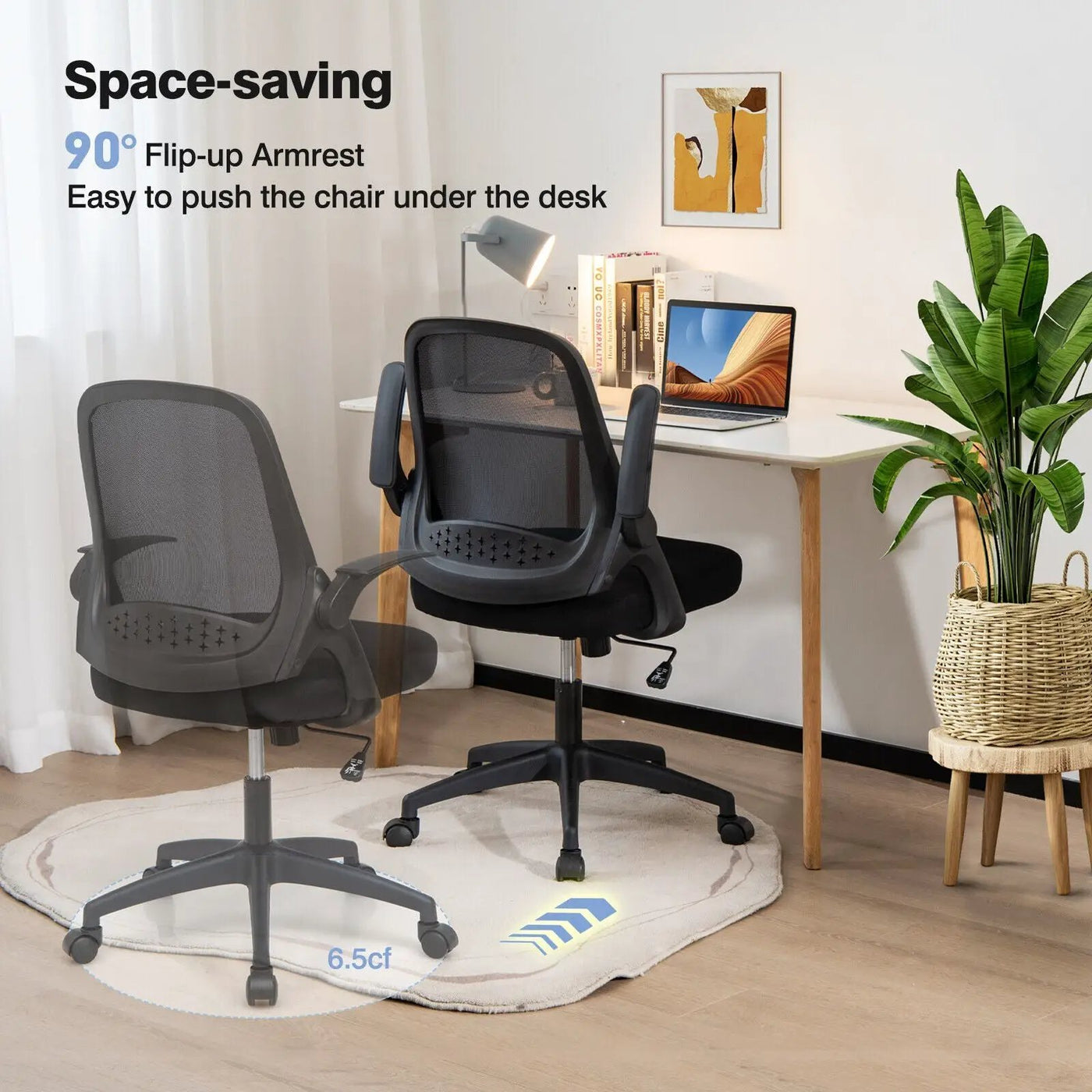 Adjustable Mesh Office Chair Rolling Computer Desk Chair with Flip-up Armrest by DirectDeals