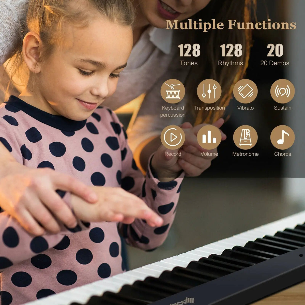 88-Key Foldable Digital Piano with MIDI and Wireless BT by DirectDeals