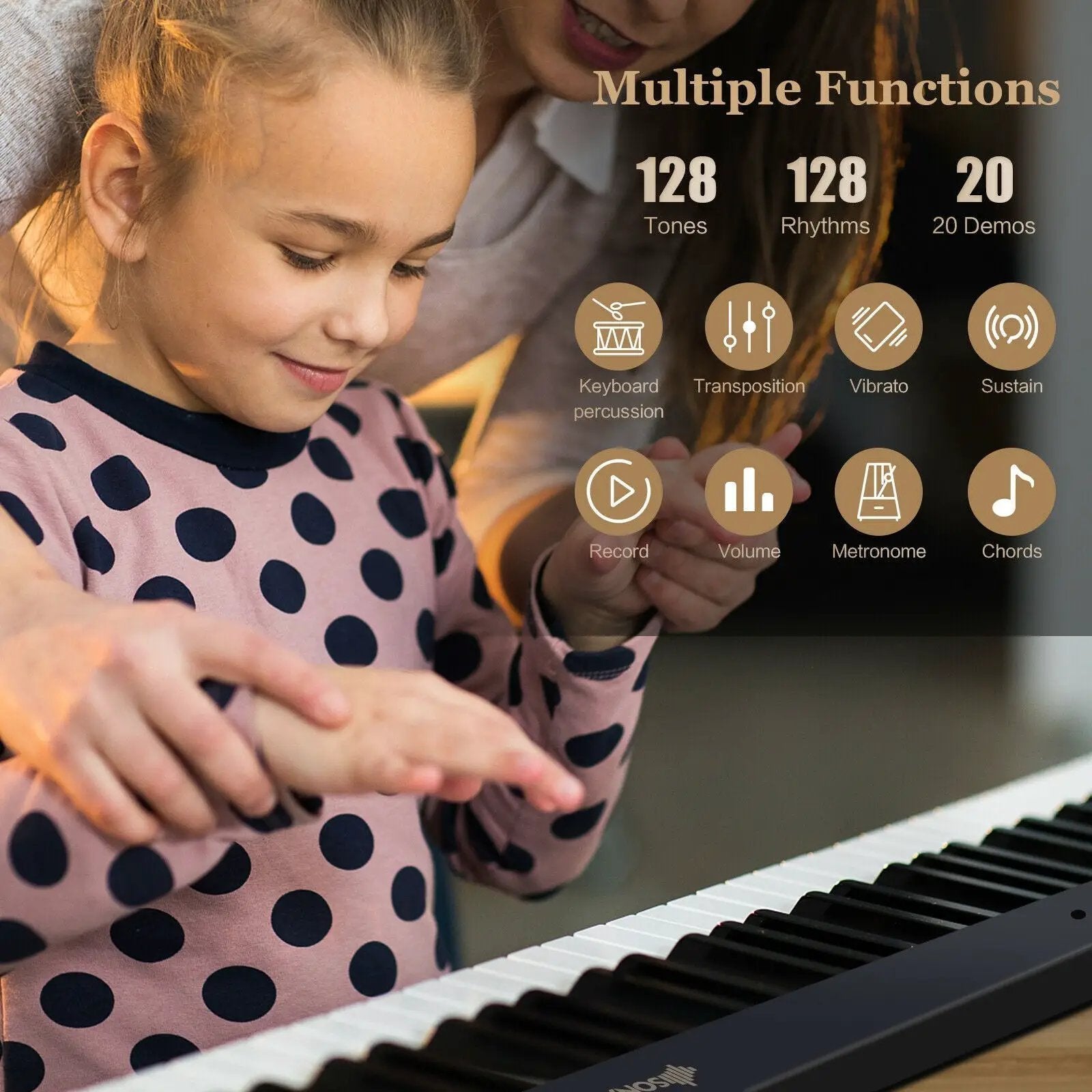 88-Key Foldable Digital Piano with MIDI and Wireless BT by DirectDeals