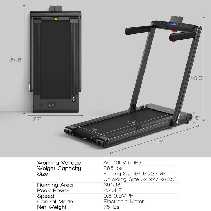 2-in-1 Folding Treadmill with Dual LED Display by DirectDeals