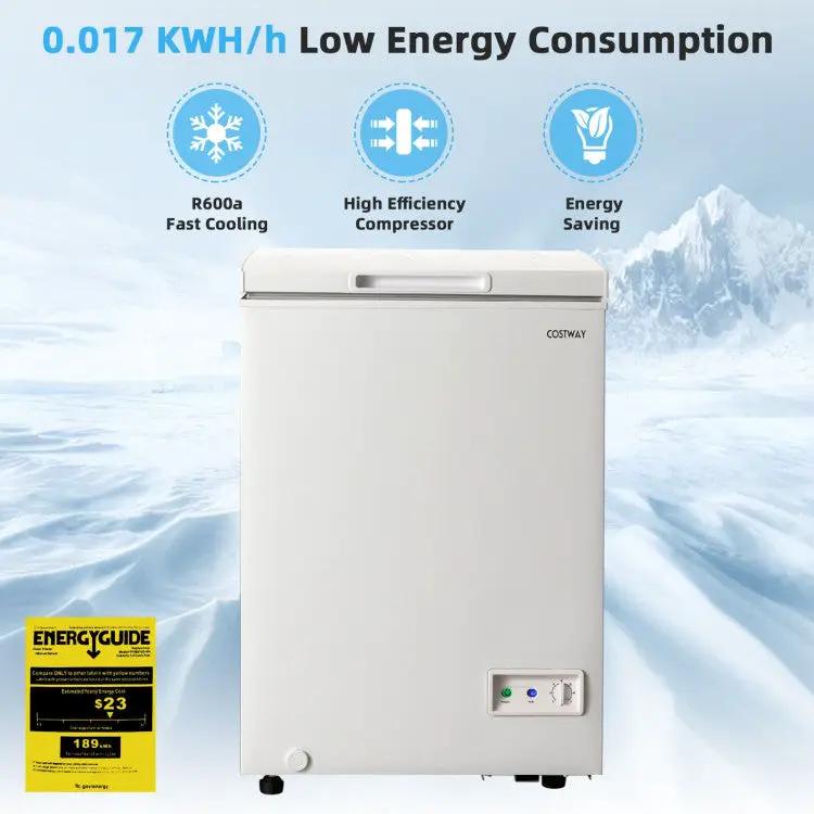 3.5/5 Cu.ft Compact Chest Freezer with Removable Storage Basket by DirectDeals