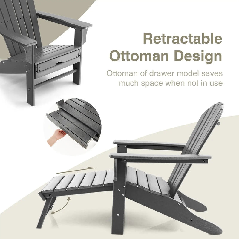Patio HDPE Adirondack Chair with Retractable Ottoman by DirectDeals