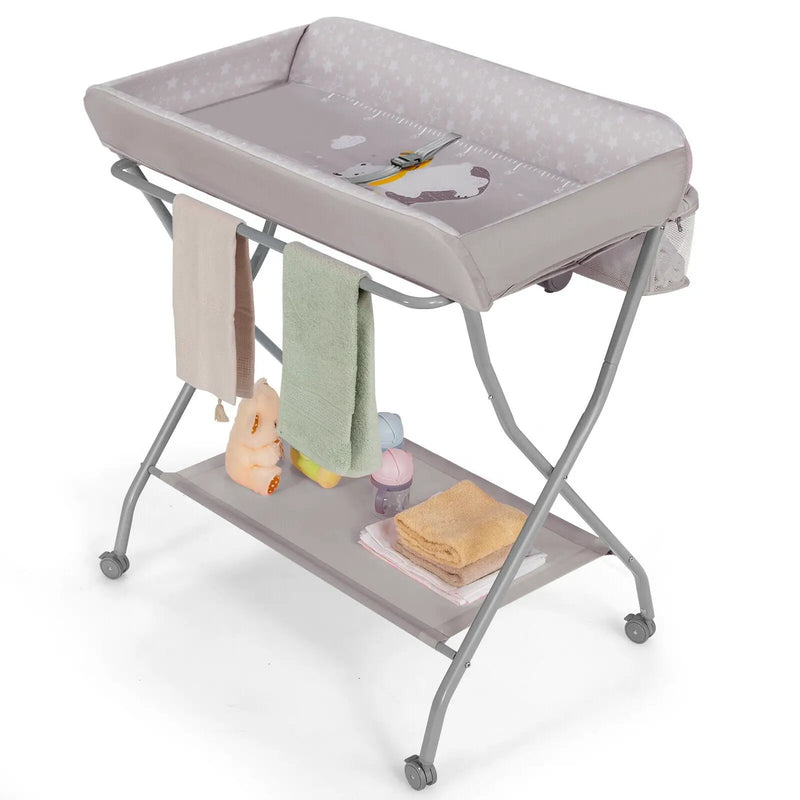 Baby Changing Table with Safety Belt and 4-side Defence-Gray by DirectDeals