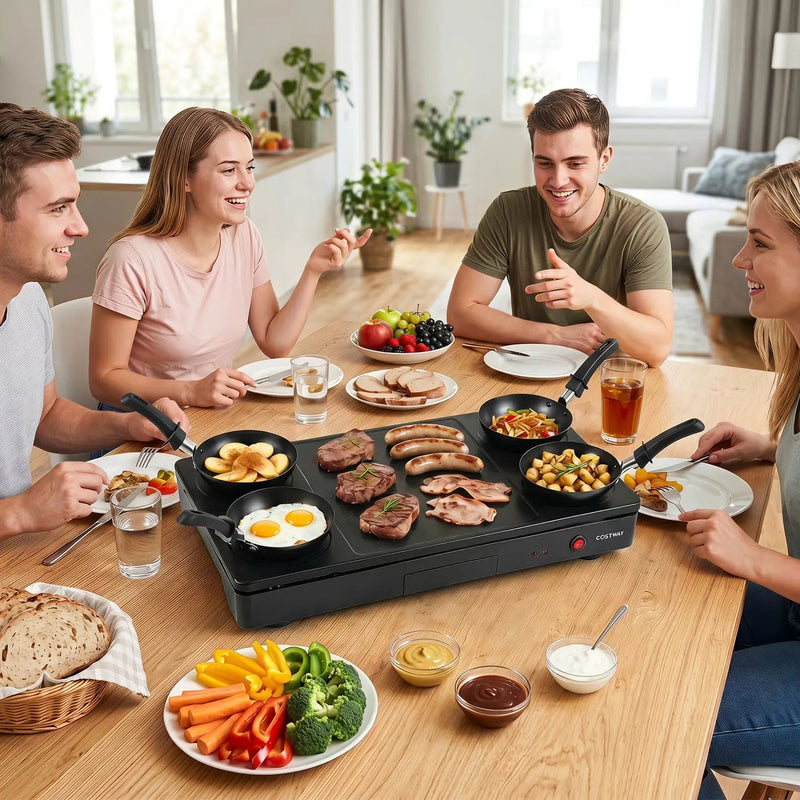 Electric Raclette Grill with 4 Nonstick Woks and Spatulas by DirectDeals