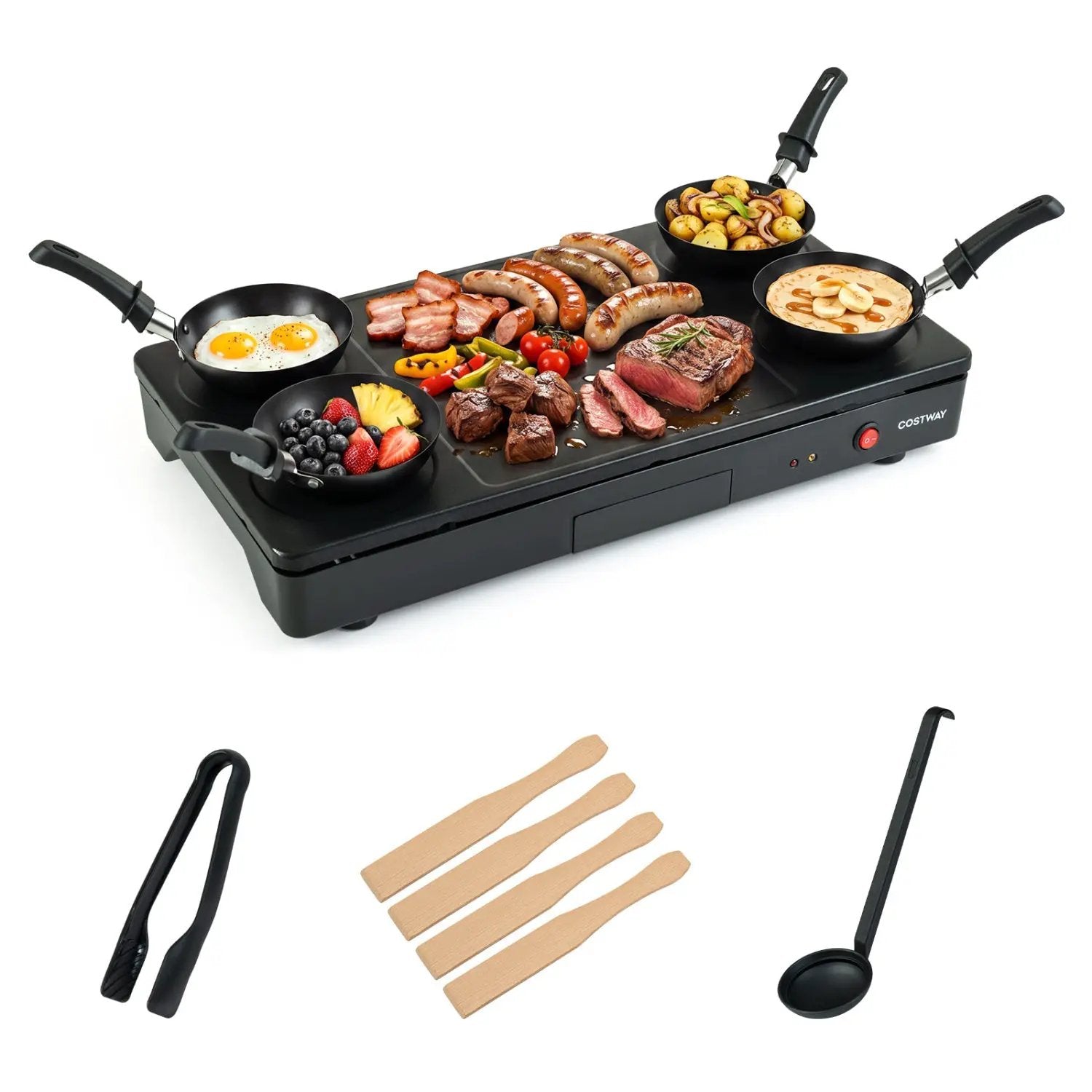 Electric Raclette Grill with 4 Nonstick Woks and Spatulas by DirectDeals
