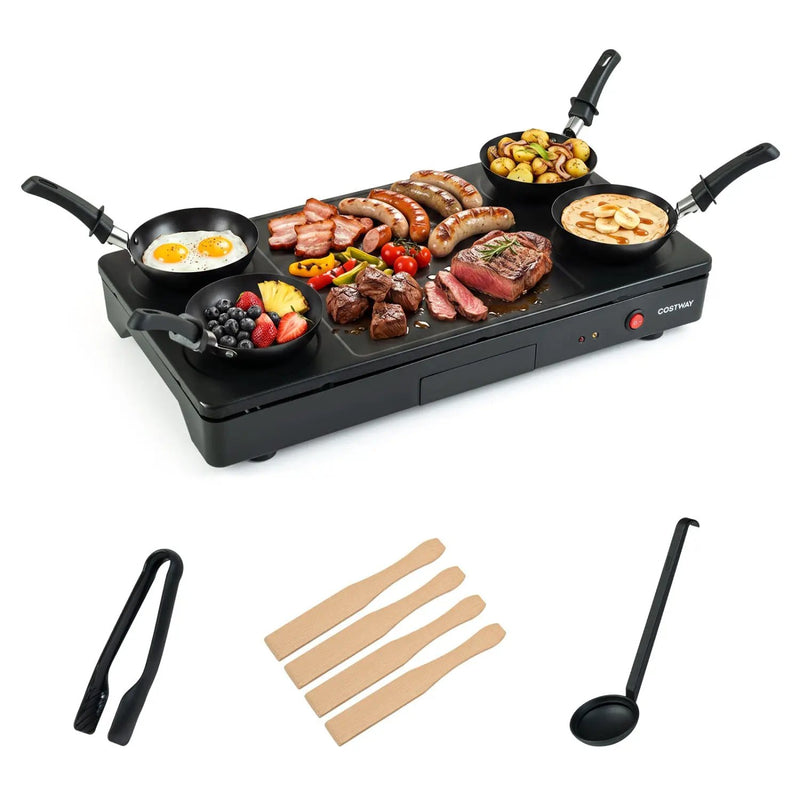 Electric Raclette Grill with 4 Nonstick Woks and Spatulas by DirectDeals