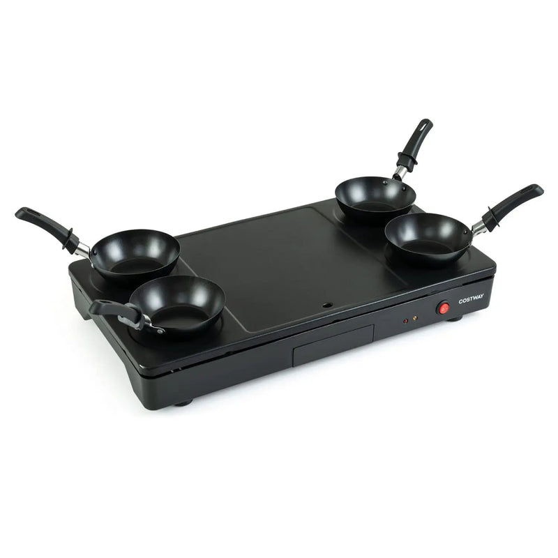 Electric Raclette Grill with 4 Nonstick Woks and Spatulas by DirectDeals