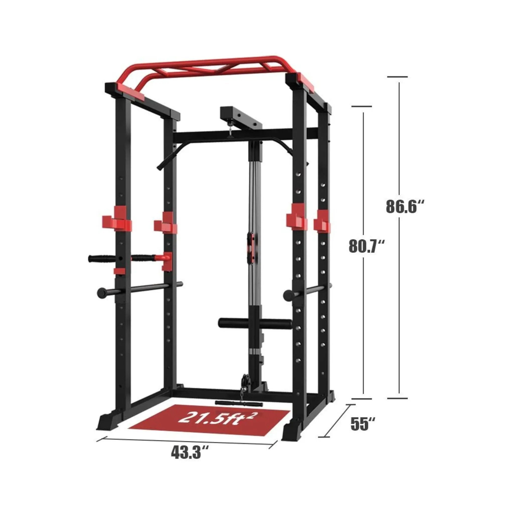 Rovix 1000LBS Multi-Functional Barbell Rack Squat Power Cage With Weight Bench (SAK35822) by SAKSBY WHOLESALE