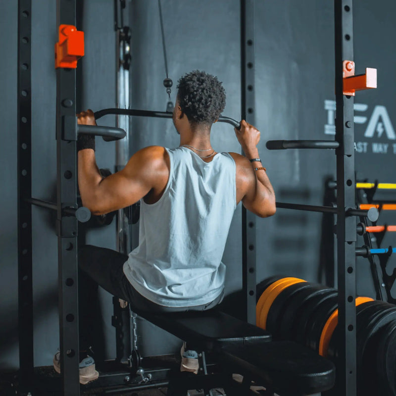 Rovix 1000LBS Multi-Functional Barbell Rack Squat Power Cage With Weight Bench (SAK35822) by SAKSBY WHOLESALE