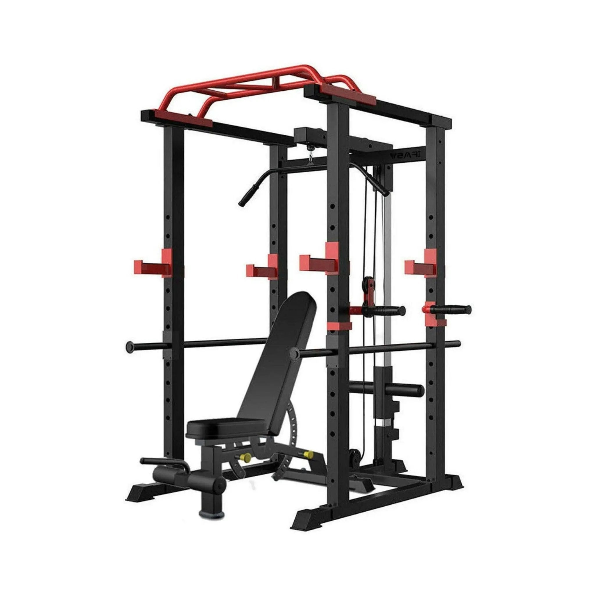 Rovix 1000LBS Multi-Functional Barbell Rack Squat Power Cage With Weight Bench (SAK35822) by SAKSBY WHOLESALE