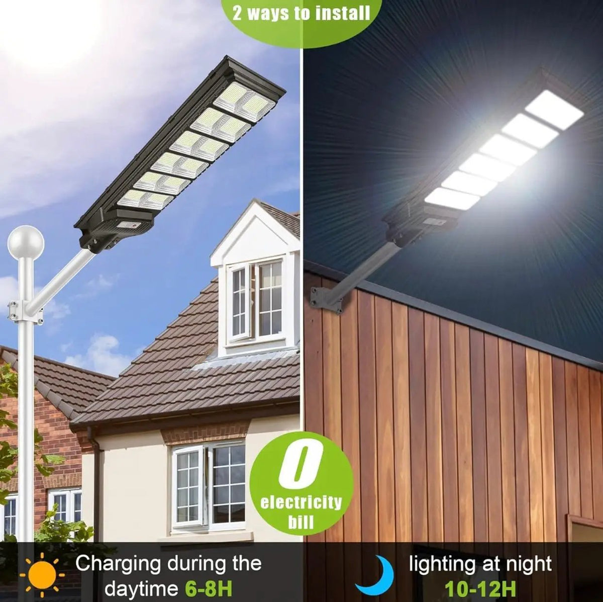1000W Solar Street Light Motion Sensor, 80000LM IP65 Waterproof with Remote Control by Outdoor Solar Outlet