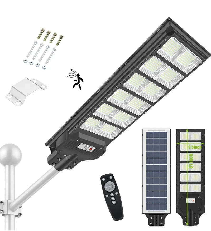 1000W Solar Street Light Motion Sensor, 80000LM IP65 Waterproof with Remote Control by Outdoor Solar Outlet